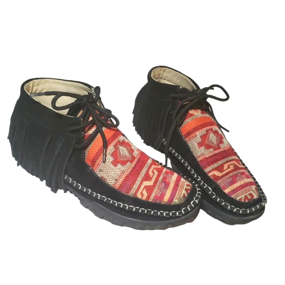 Ferrini Maya Fringe Moccasin Boots Size 7 Women’s Shoes Aztec